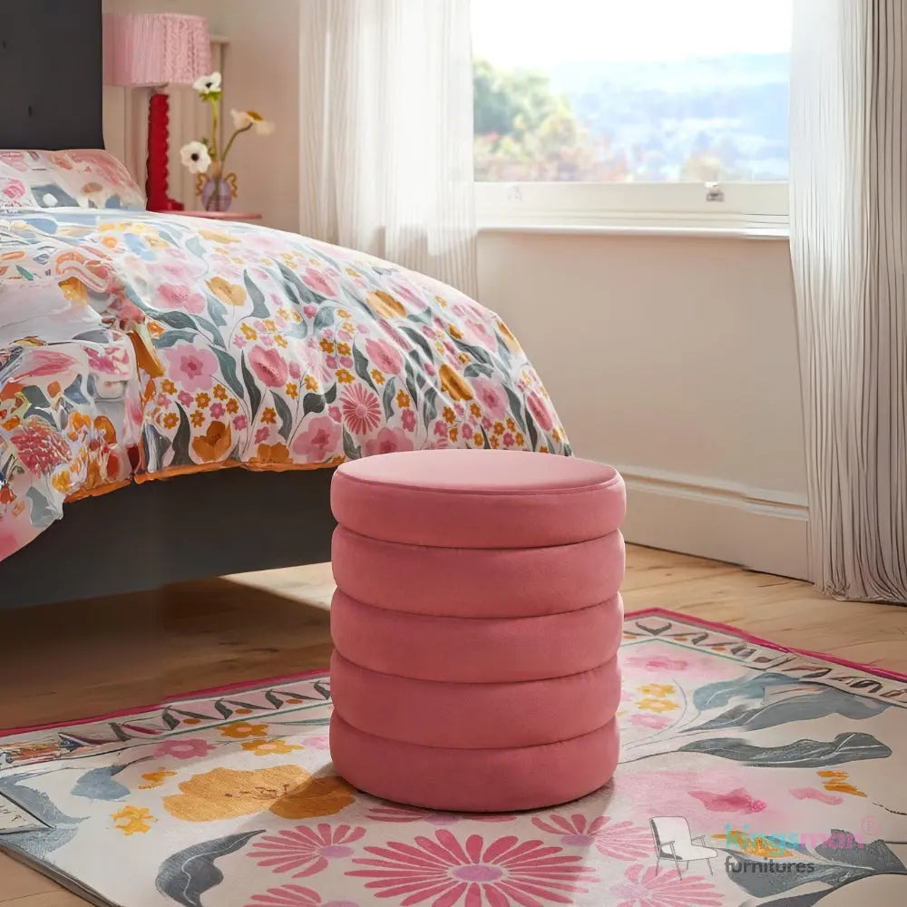 Stella Ribbed Storage Sability - Plush Velvet and Bouclé Upholstered Sability with Hidden Storage | Versatile Home Décor Kingsman Furnitures