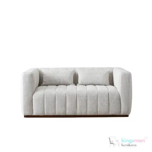 Storme 2-Seater Sofa - Grey Textured Fabric with Classic Tuxedo Design Kingsman Furnitures