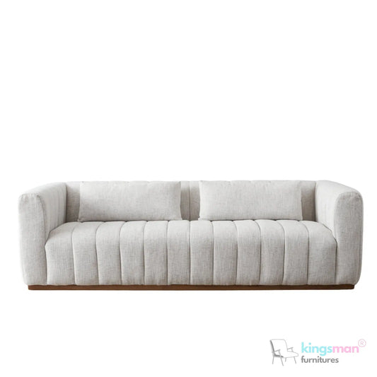 Storme 3-Seater Sofa - Grey Textured Fabric with Classic Tuxedo Design Kingsman Furnitures