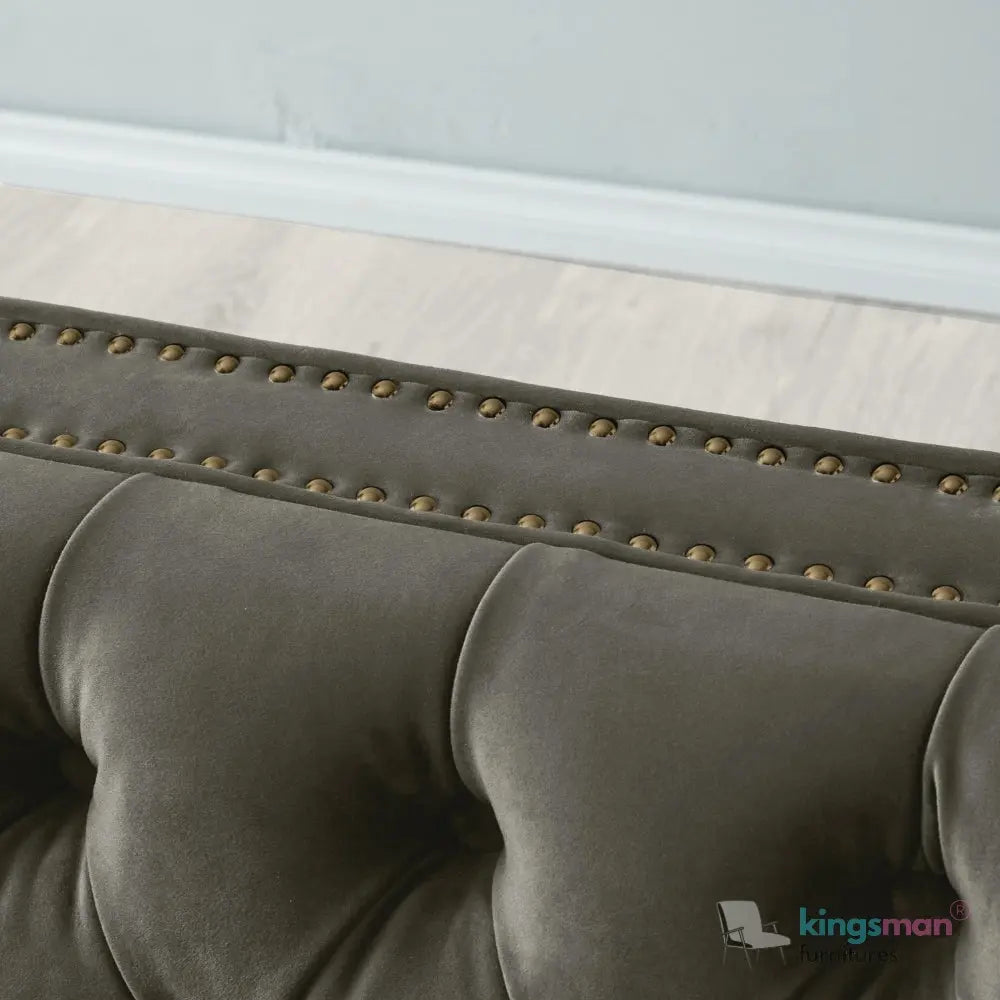 Vogue 3-Seater Sofa - Peacock Blue Velvet with Diamond Tufted Backrest Kingsman Furnitures