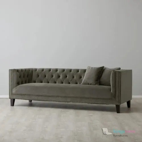 Vogue 3-Seater Sofa - Peacock Blue Velvet with Diamond Tufted Backrest Kingsman Furnitures