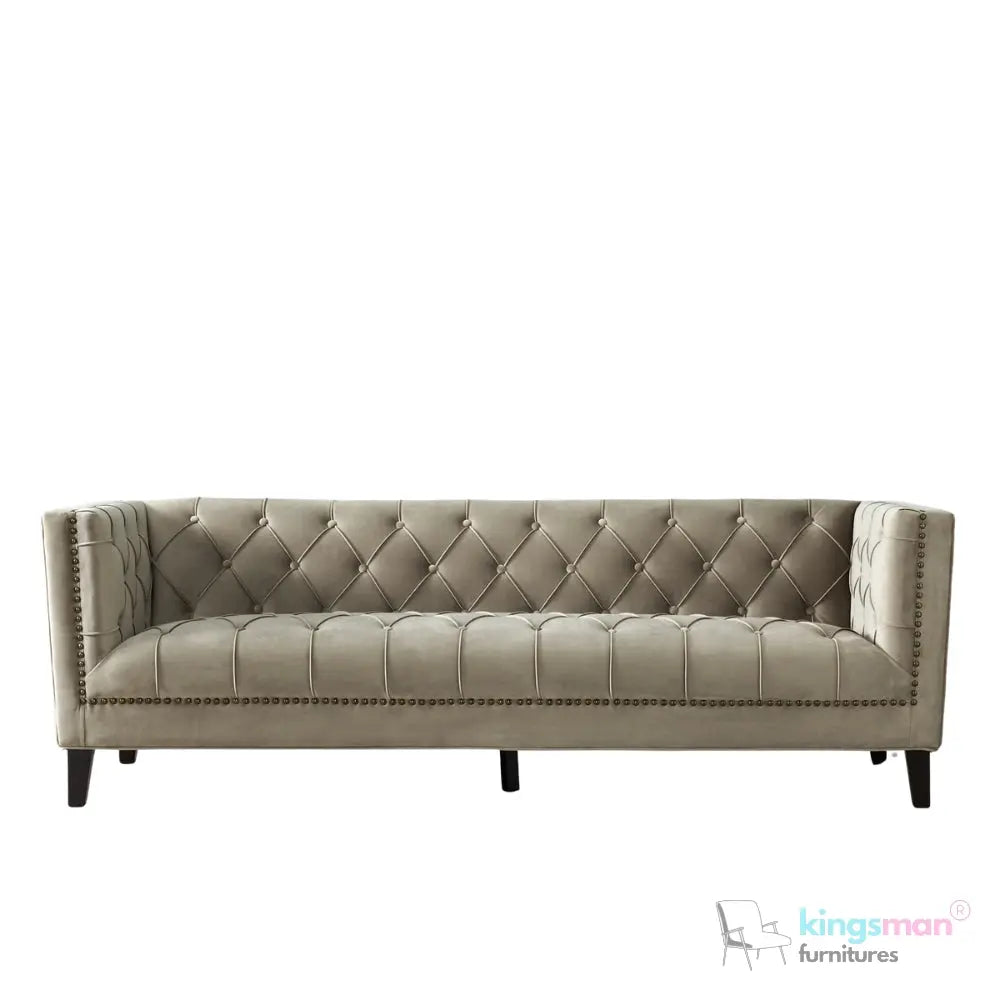 Vogue 3-Seater Sofa - Peacock Blue Velvet with Diamond Tufted Backrest Kingsman Furnitures