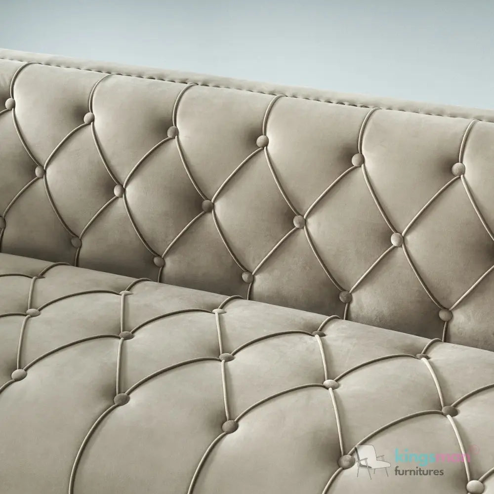 Vogue 3-Seater Sofa - Peacock Blue Velvet with Diamond Tufted Backrest Kingsman Furnitures