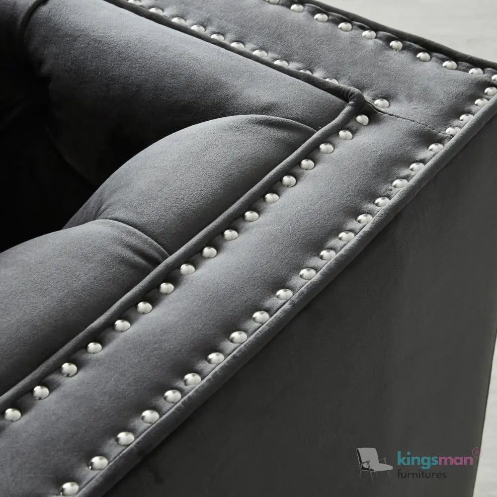 Vogue 3-Seater Sofa - Peacock Blue Velvet with Diamond Tufted Backrest Kingsman Furnitures
