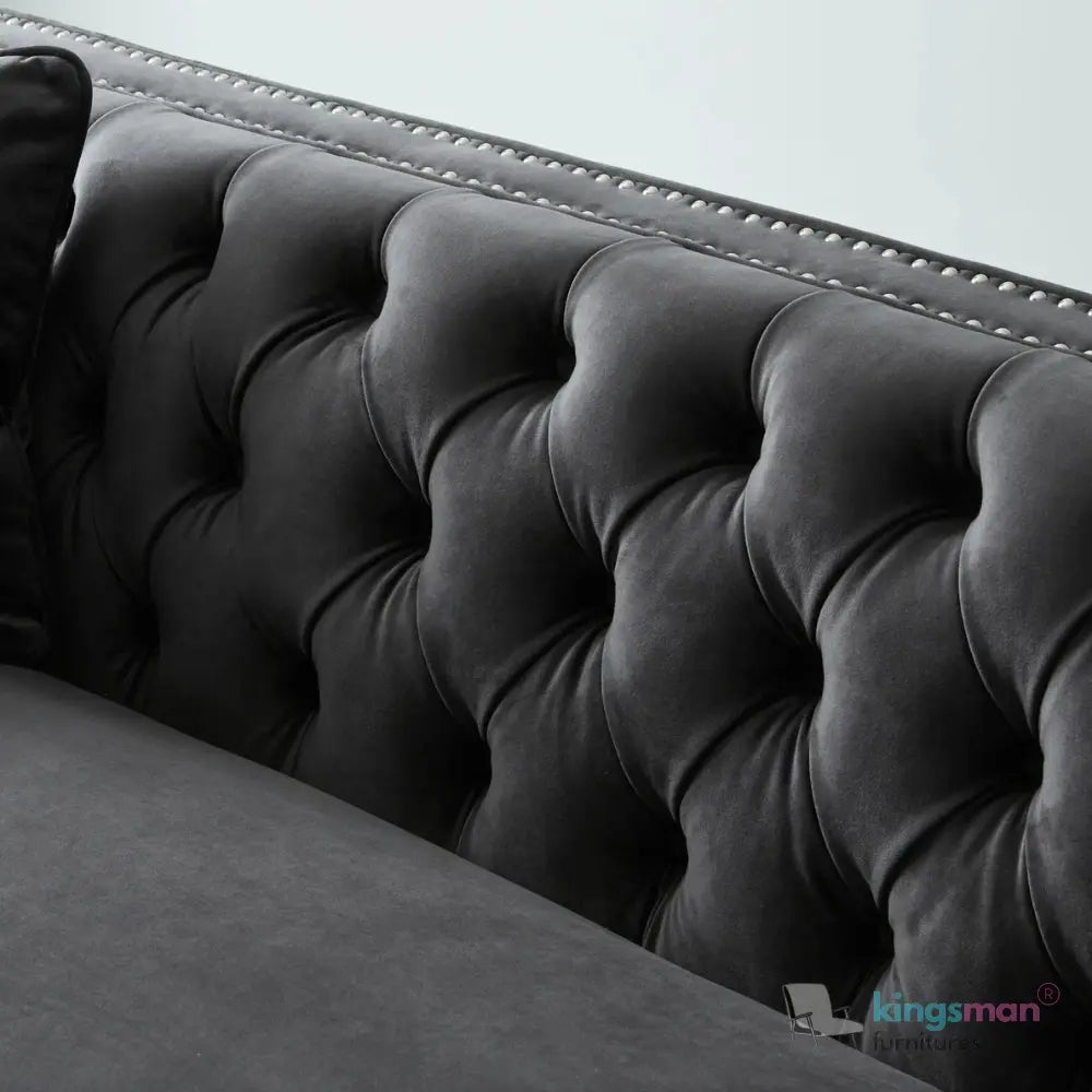 Vogue 3-Seater Sofa - Peacock Blue Velvet with Diamond Tufted Backrest Kingsman Furnitures