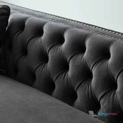Vogue 3-Seater Sofa - Peacock Blue Velvet with Diamond Tufted Backrest Kingsman Furnitures
