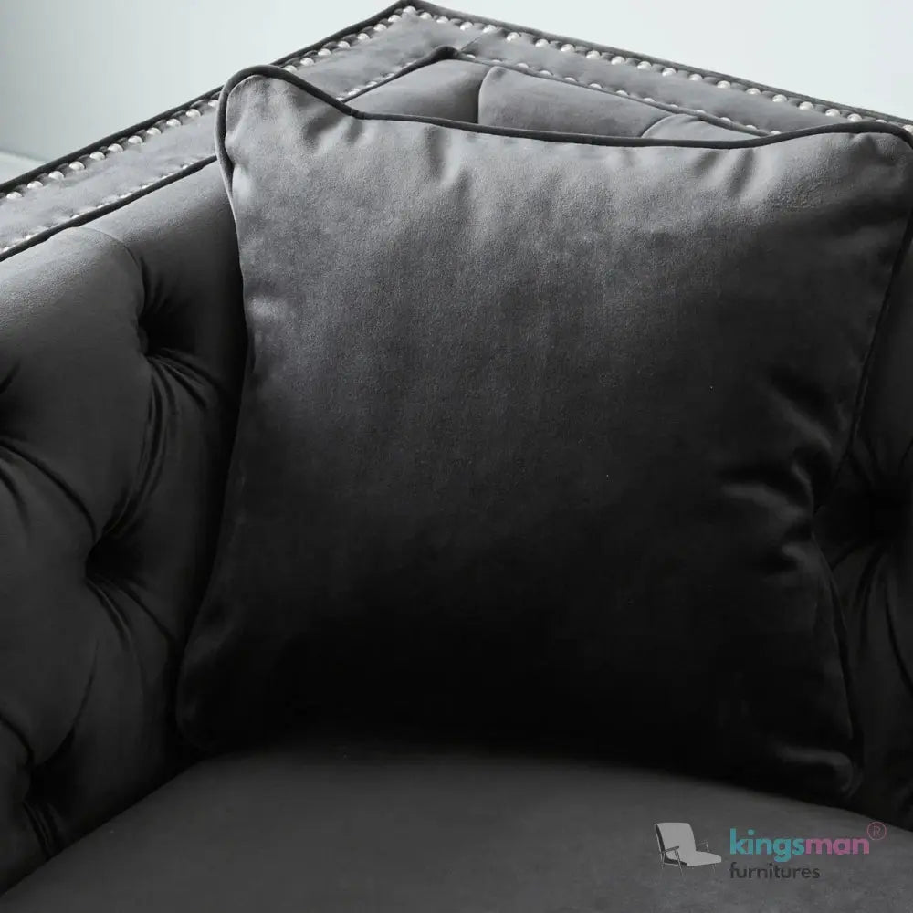 Vogue 3-Seater Sofa - Peacock Blue Velvet with Diamond Tufted Backrest Kingsman Furnitures