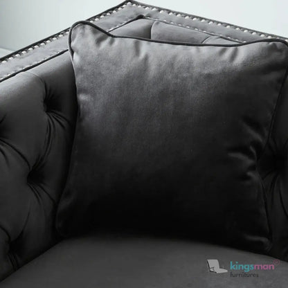 Vogue 3-Seater Sofa - Peacock Blue Velvet with Diamond Tufted Backrest Kingsman Furnitures