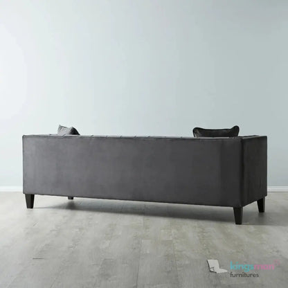 Vogue 3-Seater Sofa - Peacock Blue Velvet with Diamond Tufted Backrest Kingsman Furnitures