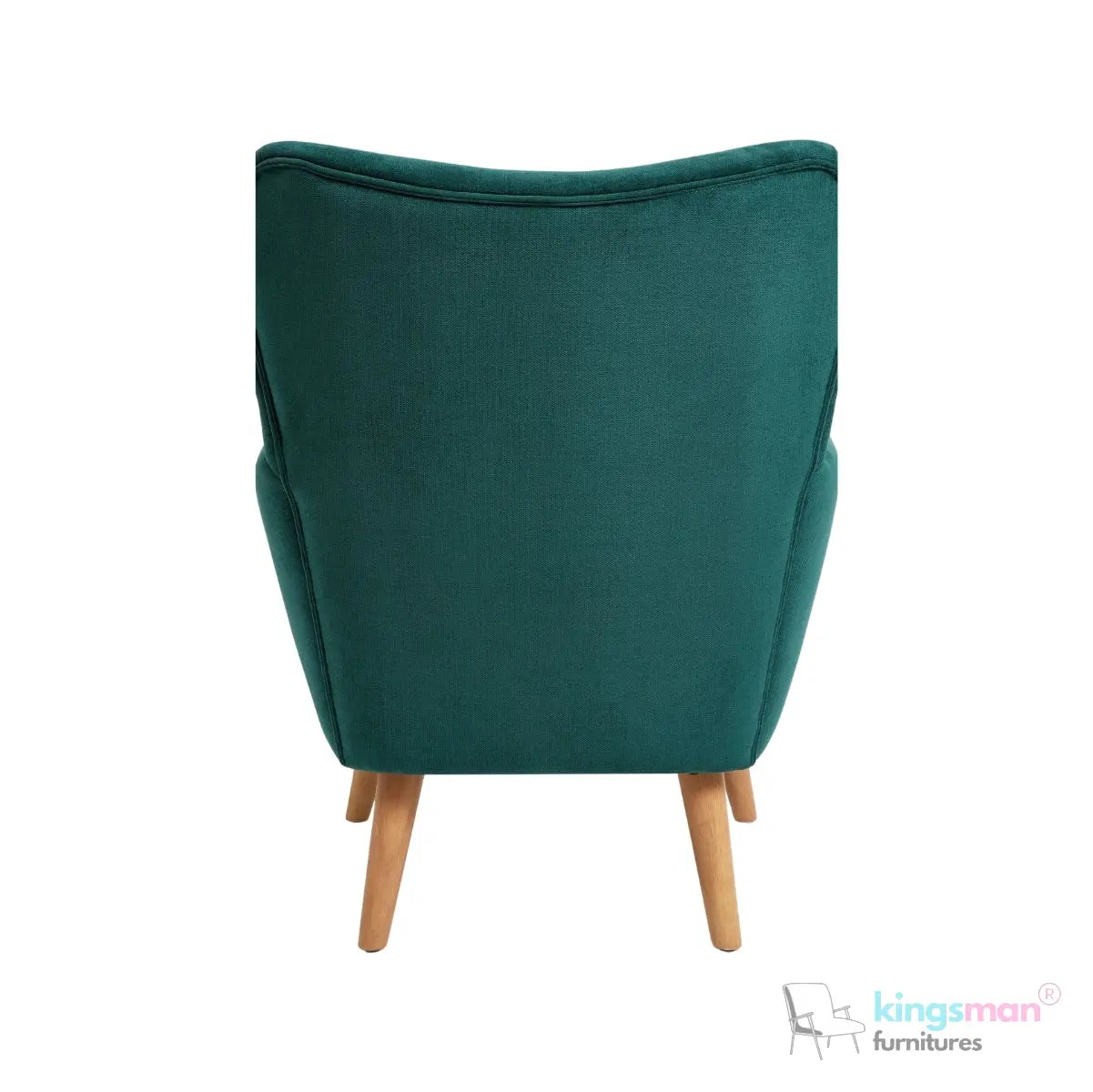 "Wills Winged Accent Chair - High Backrest with Teak Wood Legs and Multiple Fabric Options Kingsman Furnitures