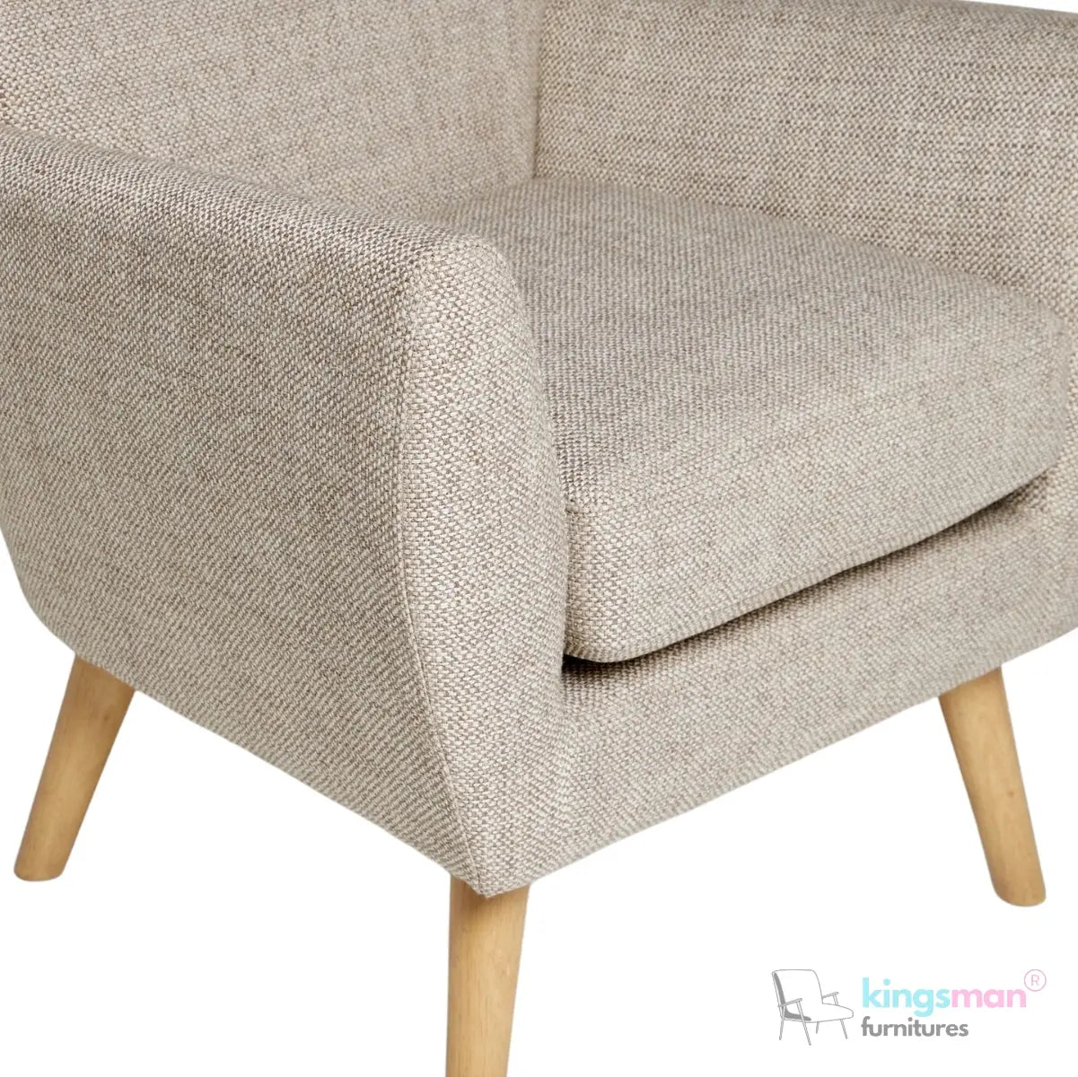 "Wills Winged Accent Chair - High Backrest with Teak Wood Legs and Multiple Fabric Options Kingsman Furnitures