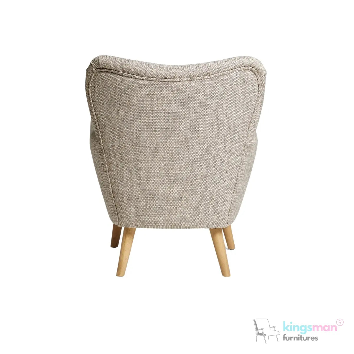 "Wills Winged Accent Chair - High Backrest with Teak Wood Legs and Multiple Fabric Options Kingsman Furnitures