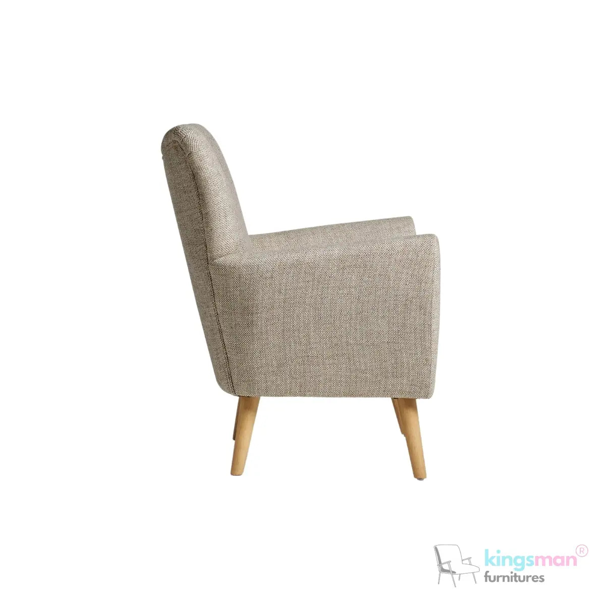 "Wills Winged Accent Chair - High Backrest with Teak Wood Legs and Multiple Fabric Options Kingsman Furnitures