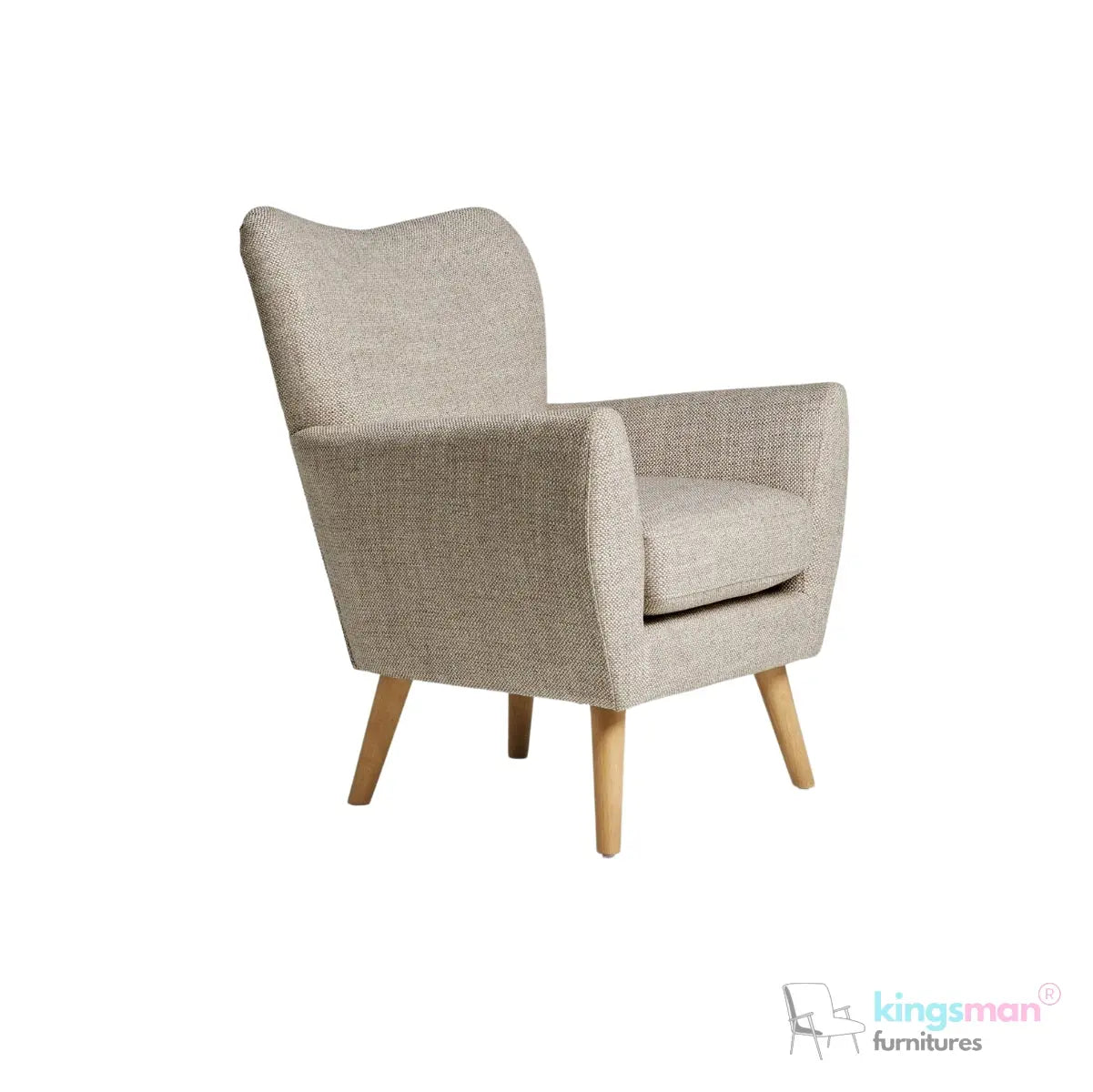 "Wills Winged Accent Chair - High Backrest with Teak Wood Legs and Multiple Fabric Options Kingsman Furnitures