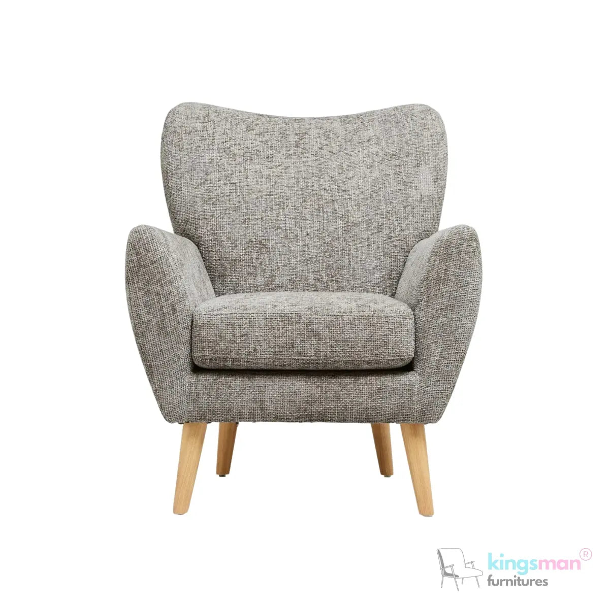 "Wills Winged Accent Chair - High Backrest with Teak Wood Legs and Multiple Fabric Options Kingsman Furnitures