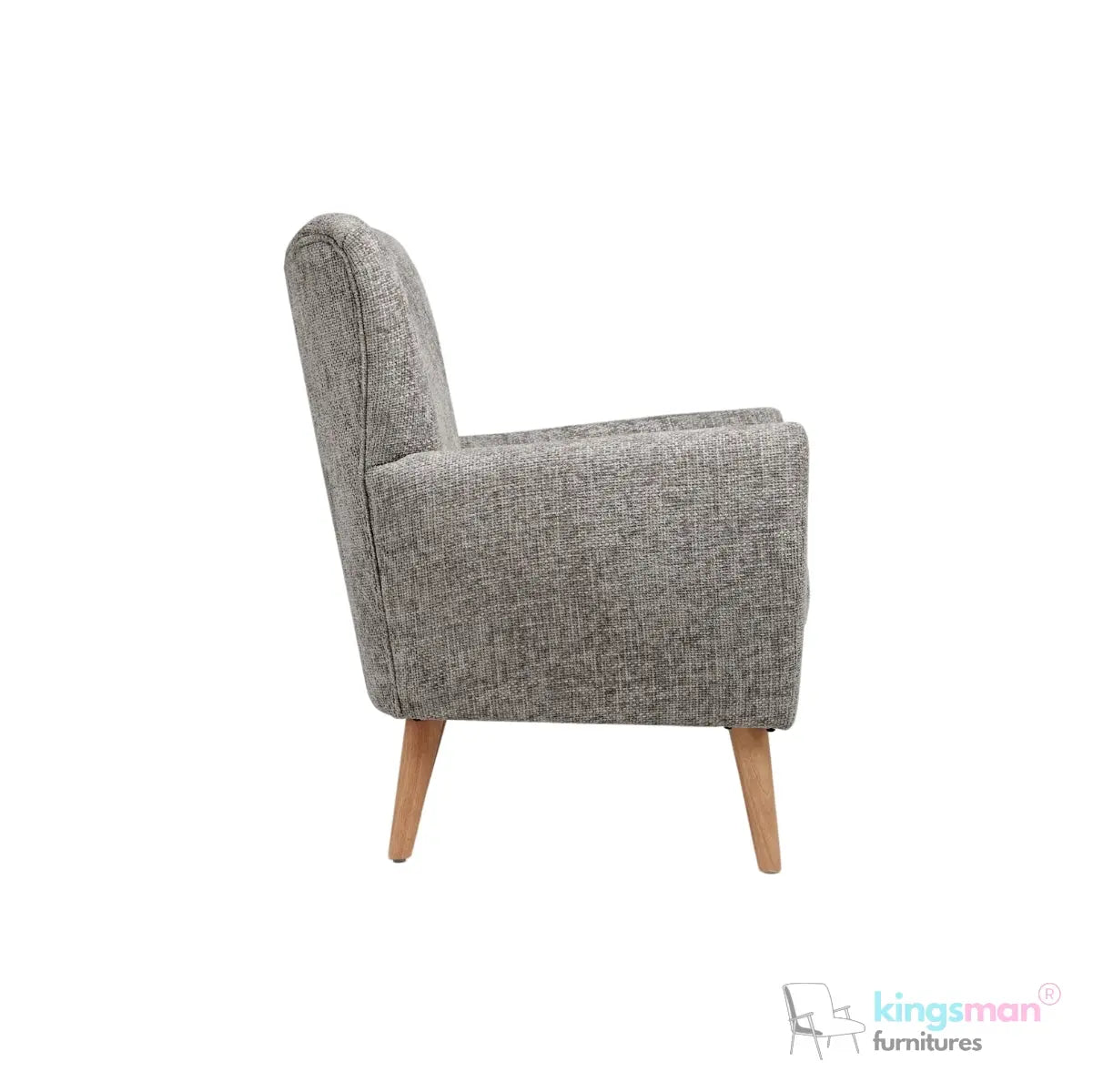 "Wills Winged Accent Chair - High Backrest with Teak Wood Legs and Multiple Fabric Options Kingsman Furnitures