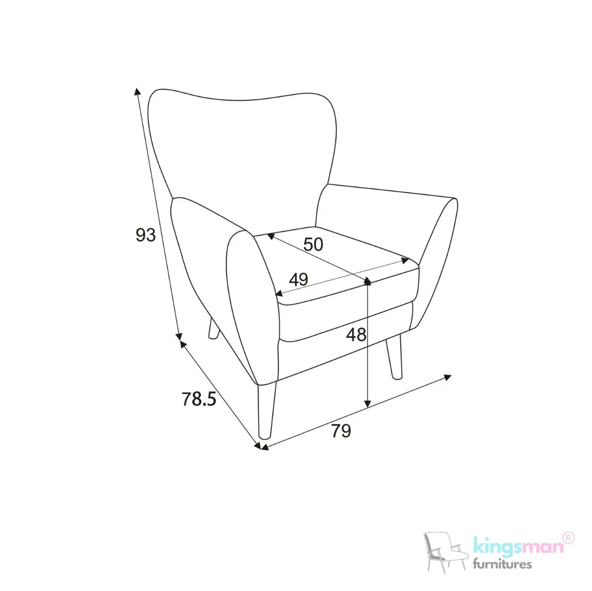 "Wills Winged Accent Chair - High Backrest with Teak Wood Legs and Multiple Fabric Options Kingsman Furnitures