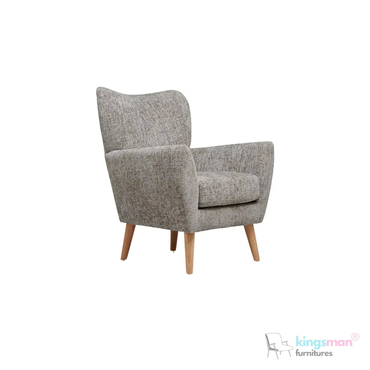 "Wills Winged Accent Chair - High Backrest with Teak Wood Legs and Multiple Fabric Options Kingsman Furnitures