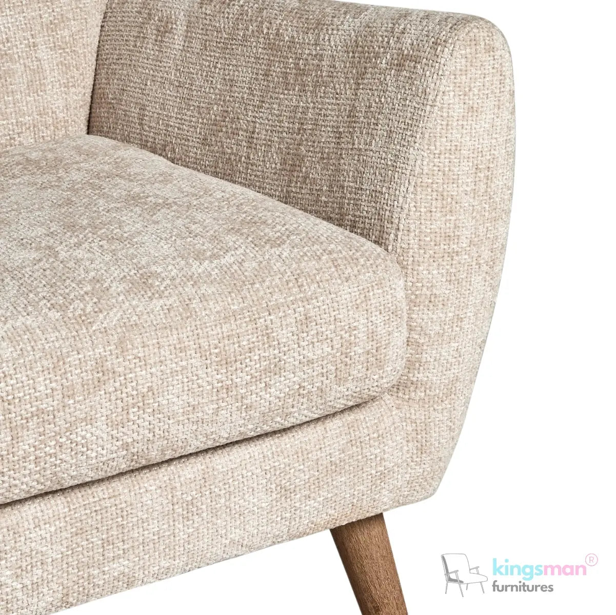 "Wills Winged Accent Chair - High Backrest with Teak Wood Legs and Multiple Fabric Options Kingsman Furnitures