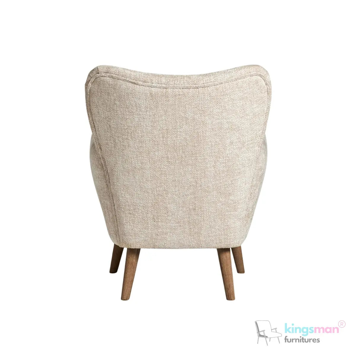 "Wills Winged Accent Chair - High Backrest with Teak Wood Legs and Multiple Fabric Options Kingsman Furnitures