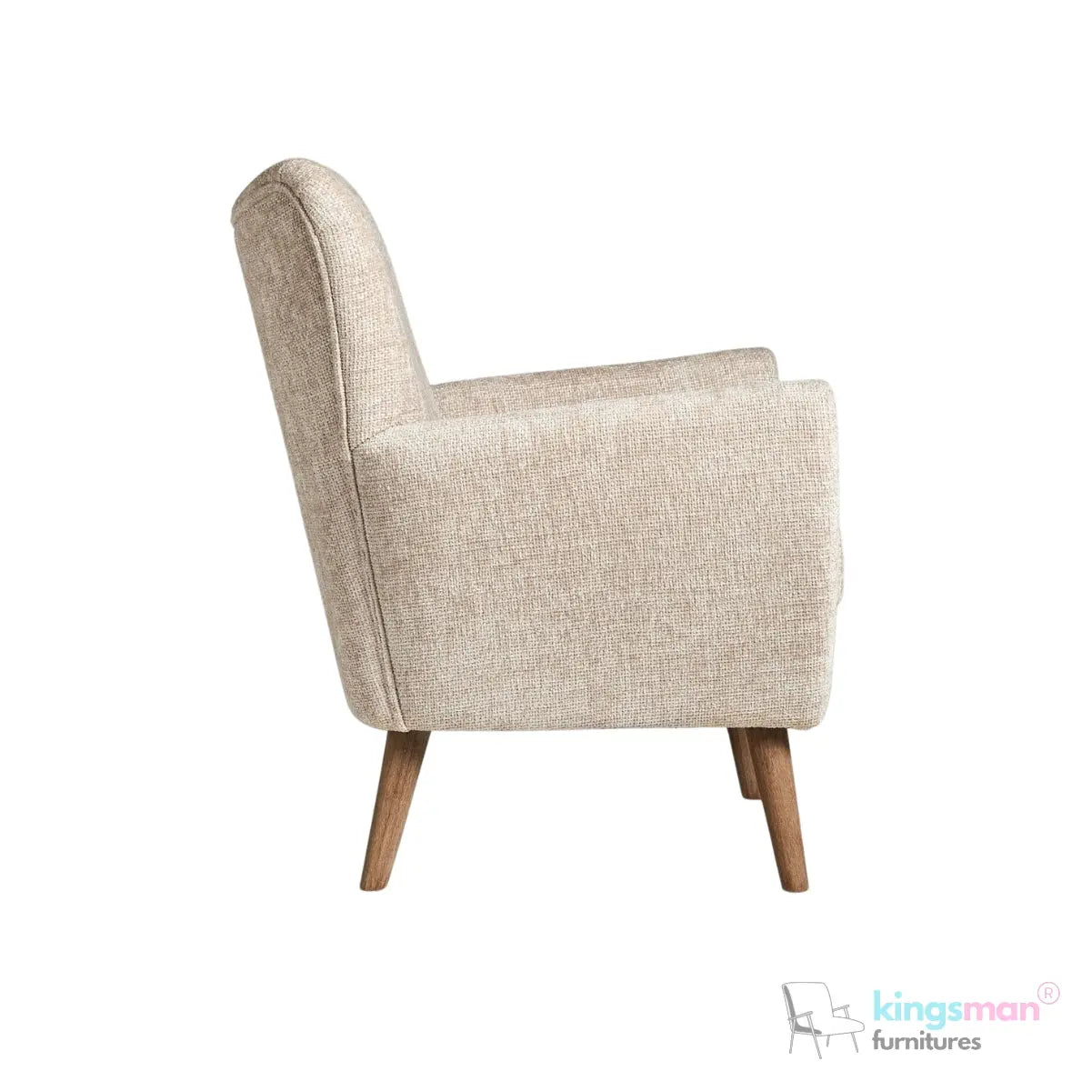 "Wills Winged Accent Chair - High Backrest with Teak Wood Legs and Multiple Fabric Options Kingsman Furnitures