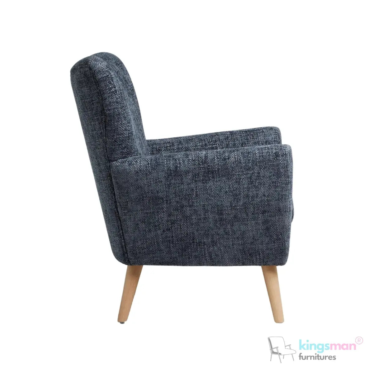 "Wills Winged Accent Chair - High Backrest with Teak Wood Legs and Multiple Fabric Options Kingsman Furnitures
