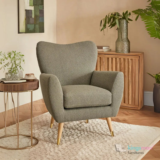 "Wills Winged Accent Chair - High Backrest with Teak Wood Legs and Multiple Fabric Options Kingsman Furnitures