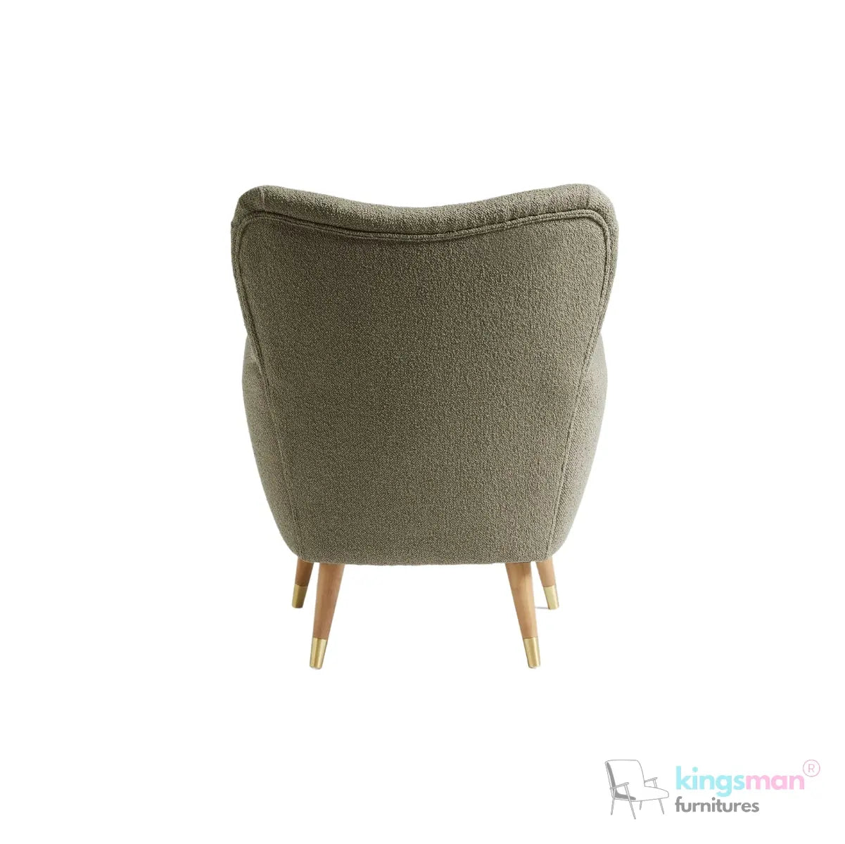 "Wills Winged Accent Chair - High Backrest with Teak Wood Legs and Multiple Fabric Options Kingsman Furnitures