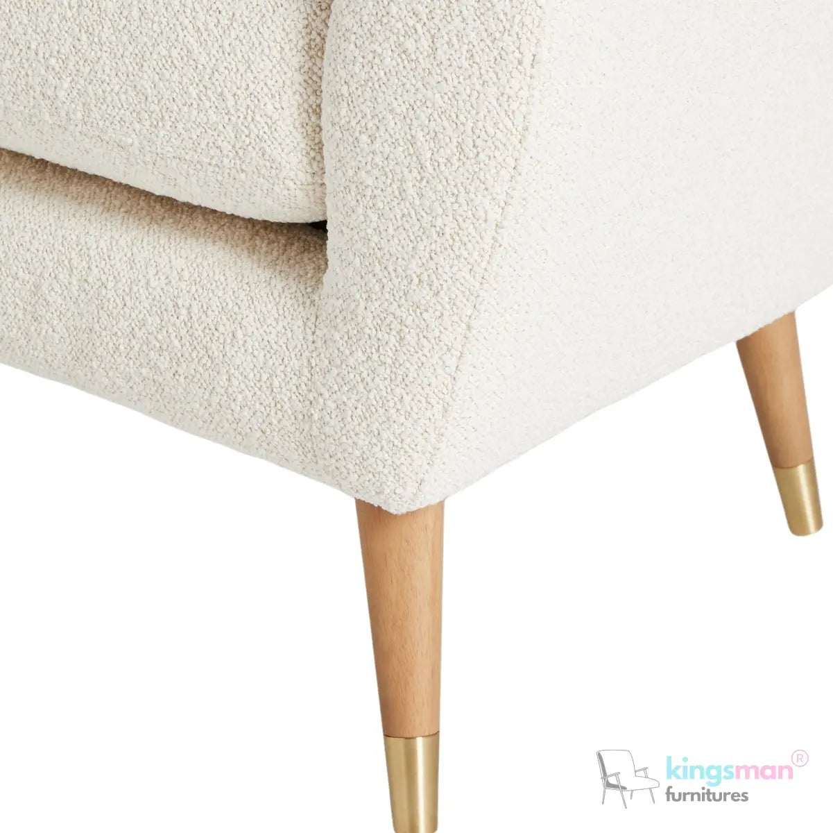 "Wills Winged Accent Chair - High Backrest with Teak Wood Legs and Multiple Fabric Options Kingsman Furnitures