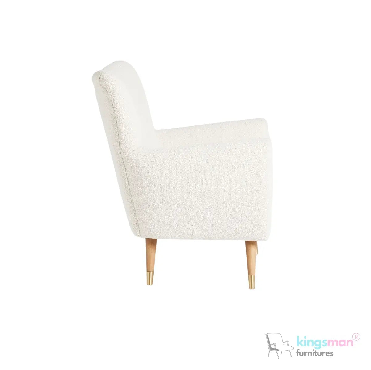 "Wills Winged Accent Chair - High Backrest with Teak Wood Legs and Multiple Fabric Options Kingsman Furnitures