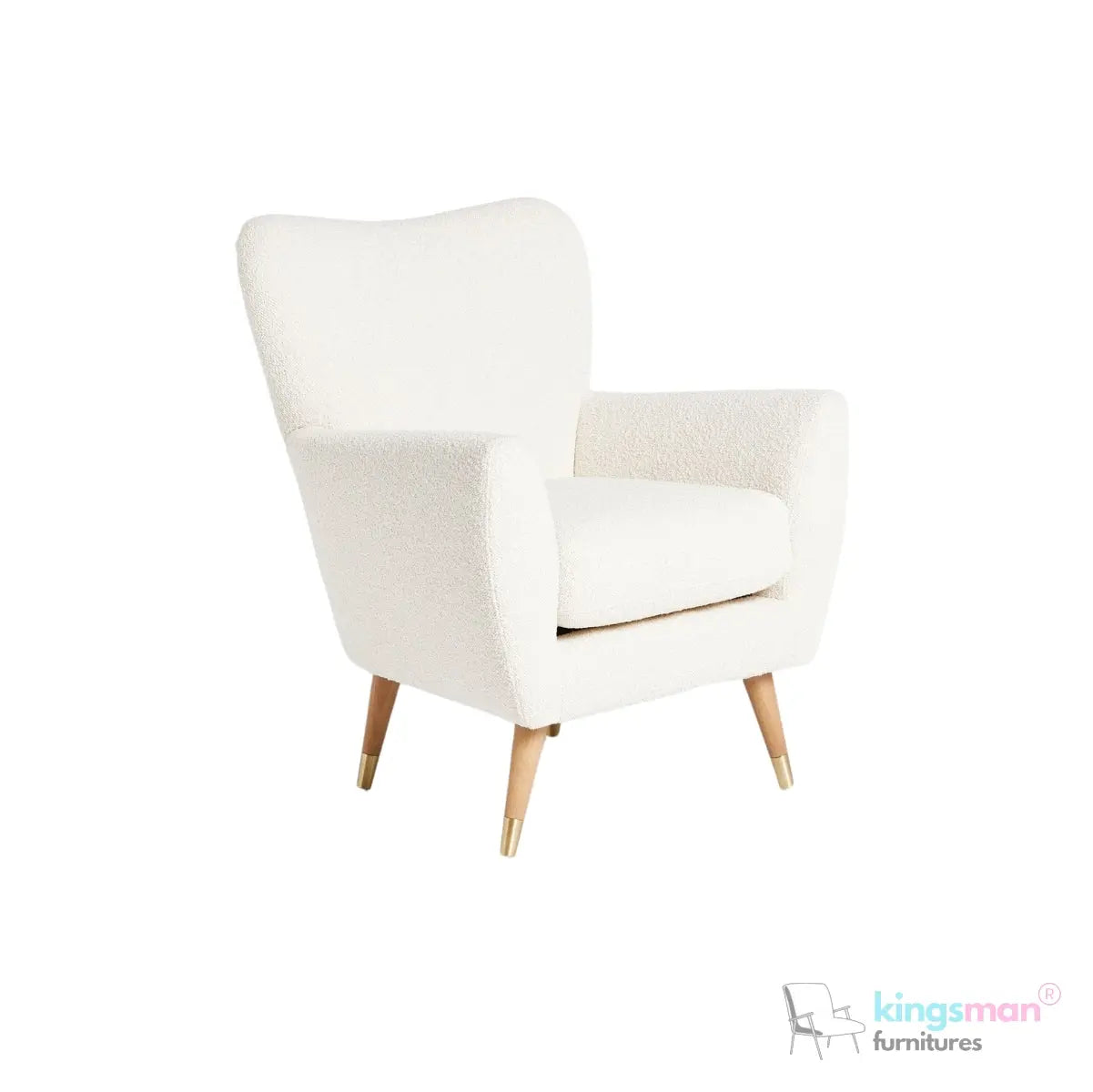 "Wills Winged Accent Chair - High Backrest with Teak Wood Legs and Multiple Fabric Options Kingsman Furnitures