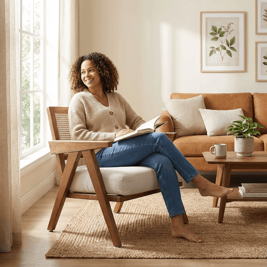 Abel Rattan Accent Arm Chair - Kingsman Furnitures