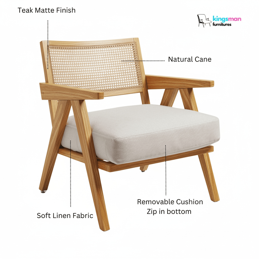 Abel Rattan Accent Arm Chair - Kingsman Furnitures