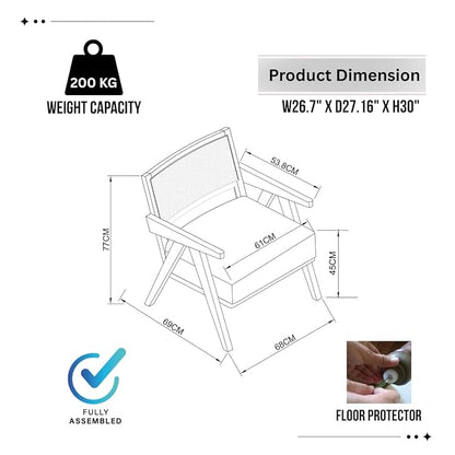 Abel Rattan Accent Arm Chair - Kingsman Furnitures