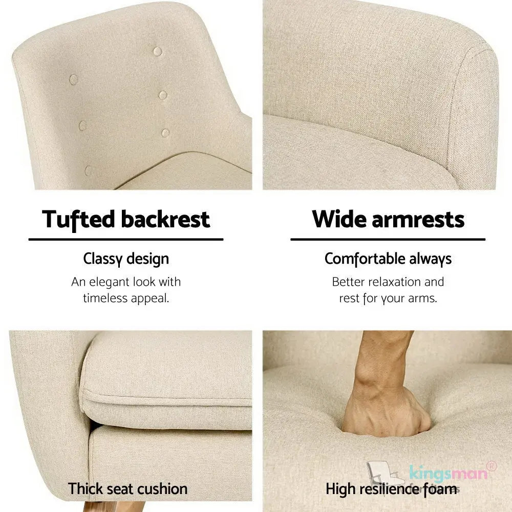 Acme Armchair - Stylish Jute Fabric Chair - Kingsman Furnitures