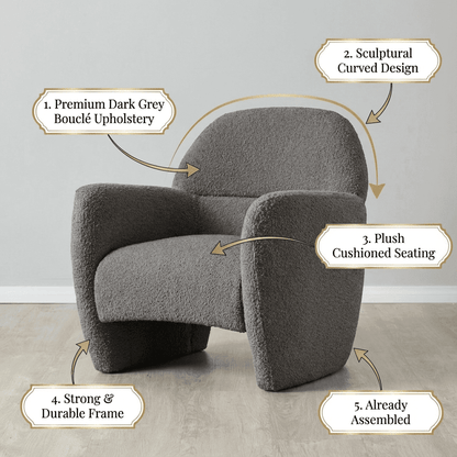 Alfa Cream Bouclé Accent Chair - Kingsman Furnitures