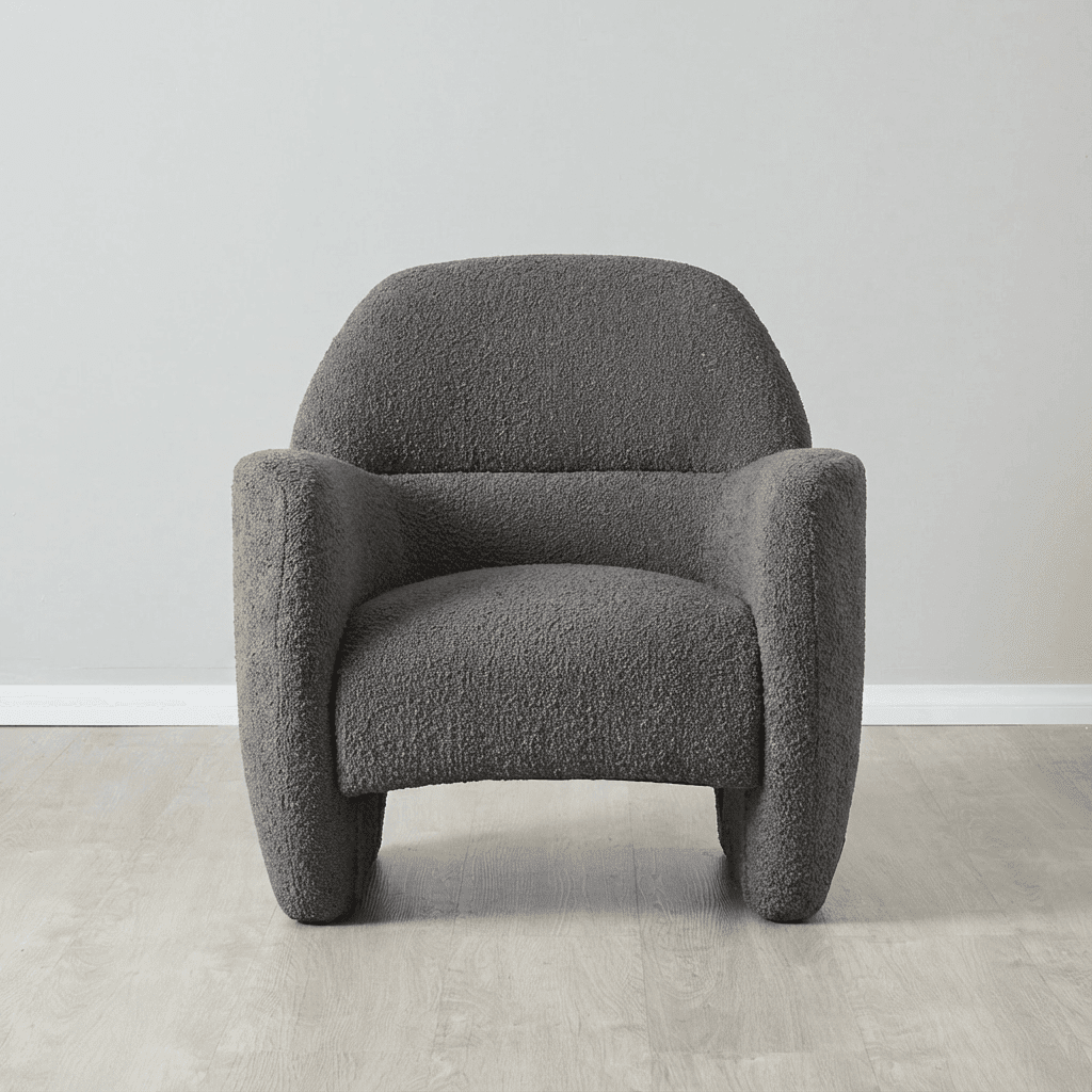 Alfa Cream Bouclé Accent Chair - Kingsman Furnitures