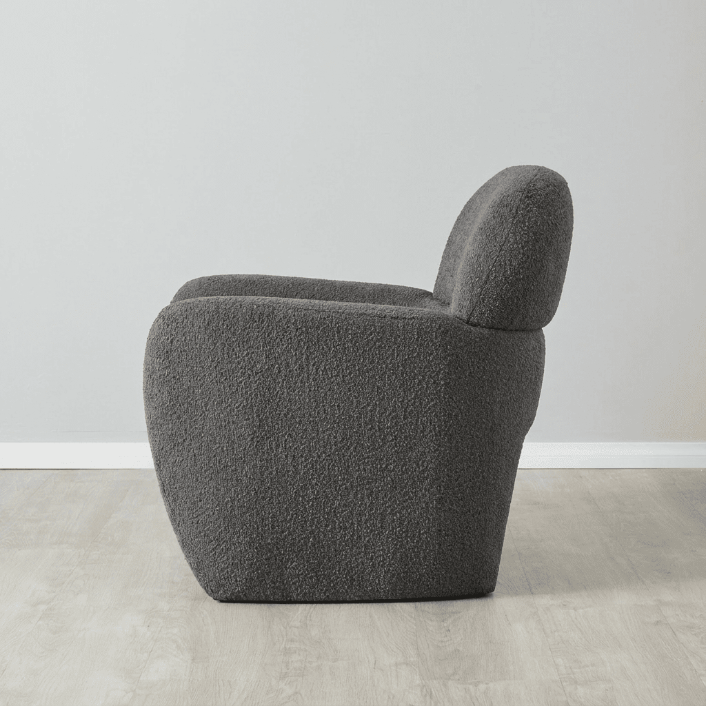 Alfa Cream Bouclé Accent Chair - Kingsman Furnitures