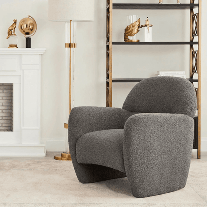 Alfa Cream Bouclé Accent Chair - Kingsman Furnitures