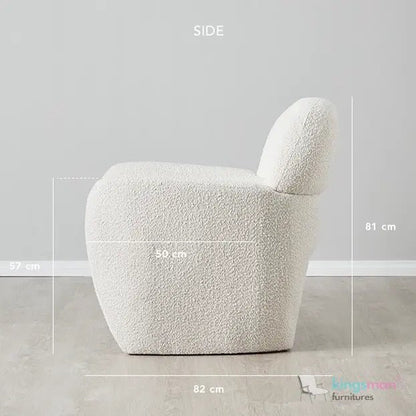 Alfa Cream Bouclé Accent Chair – Modern Design with Lumbar Cut - Out and Floating Seat - Kingsman Furnitures