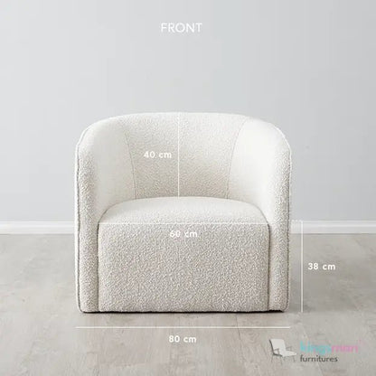 Andy Cream Bouclé Arm Chair – Contemporary Modern Design with Solid Wood Frame and Webbing Suspension - Kingsman Furnitures