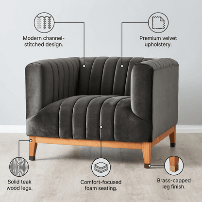 Asfor Velvet Armchair - Kingsman Furnitures