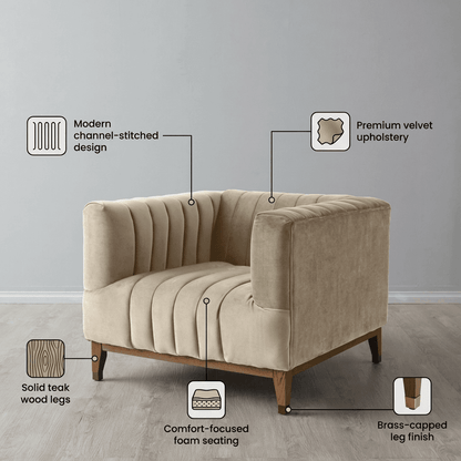 Asfor Velvet Armchair - Kingsman Furnitures