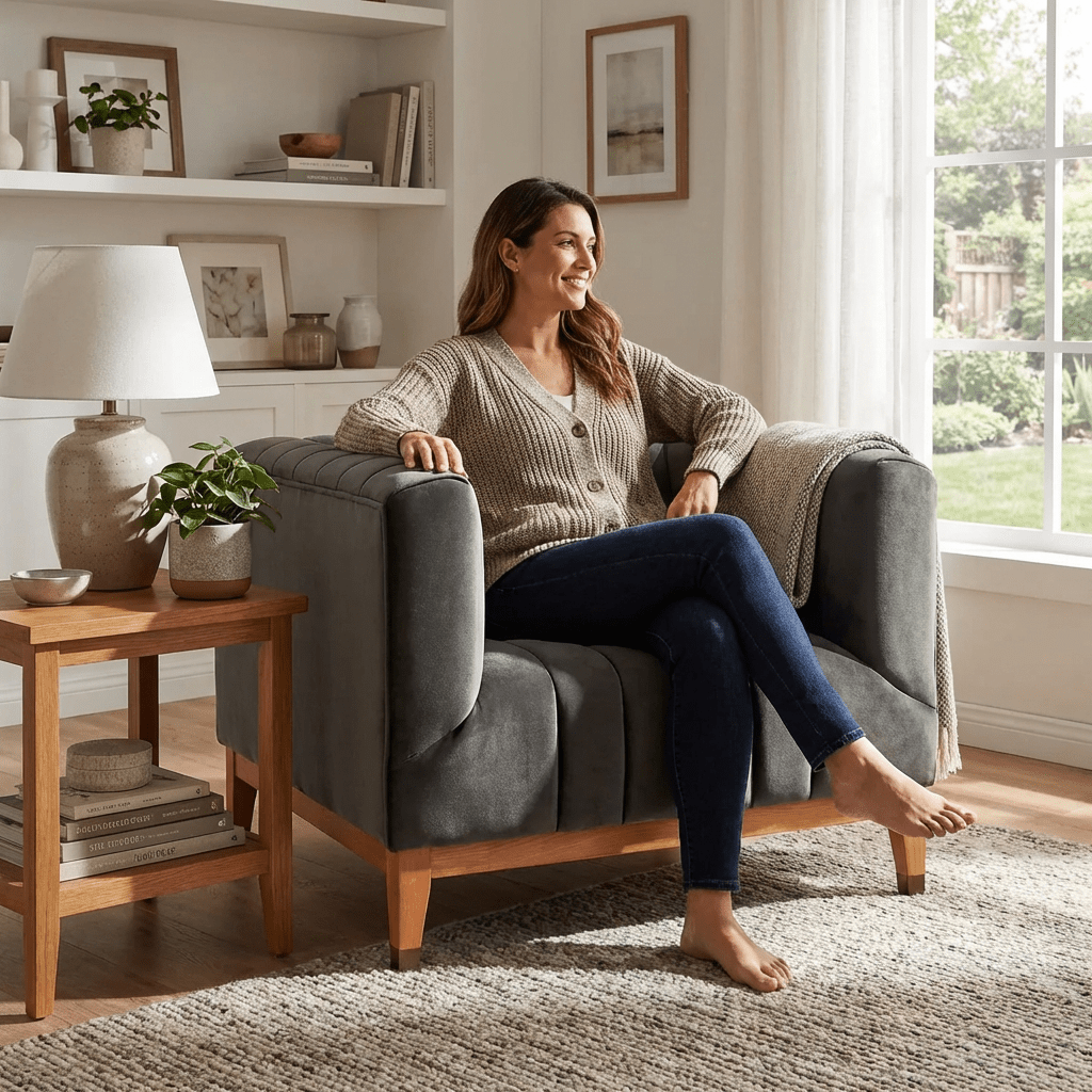 Asfor Velvet Armchair - Kingsman Furnitures