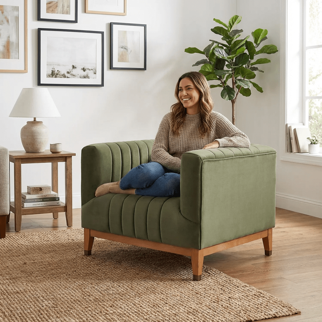 Asfor Velvet Armchair - Kingsman Furnitures