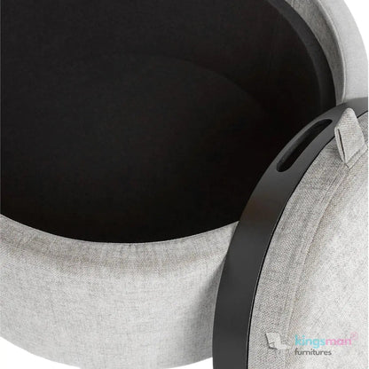 Ashtin Round Storage Sability - Multi-Functional Sability with Flip-Top Tray and Hidden Storage - Kingsman Furnitures
