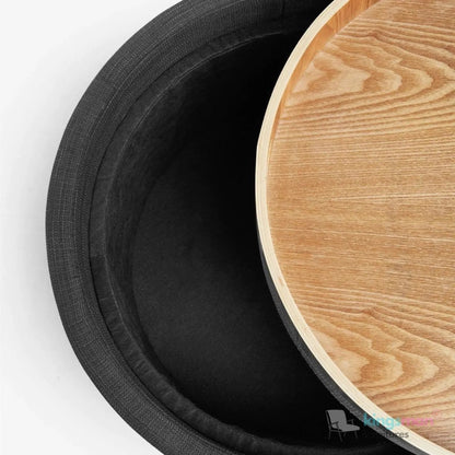Ashtin Round Storage Sability - Multi-Functional Sability with Flip-Top Tray and Hidden Storage - Kingsman Furnitures