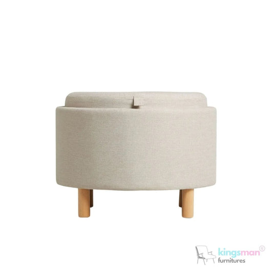 Ashtin Round Storage Sability - Multi - Functional Sability with Flip - Top Tray and Hidden Storage - Kingsman Furnitures