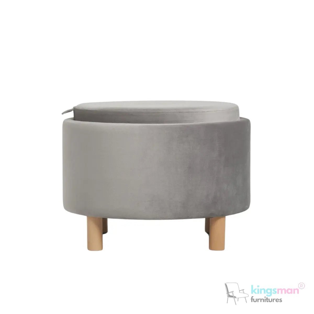 Ashtin Round Storage Sability - Multi-Functional Sability with Flip-Top Tray and Hidden Storage - Kingsman Furnitures