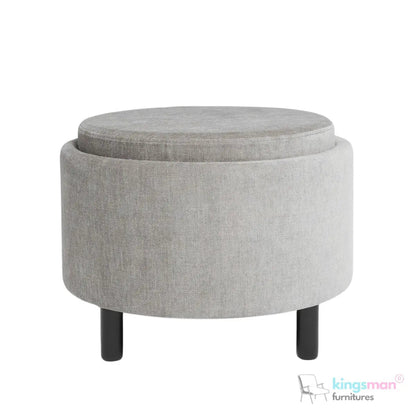 Ashtin Round Storage Sability - Multi-Functional Sability with Flip-Top Tray and Hidden Storage - Kingsman Furnitures